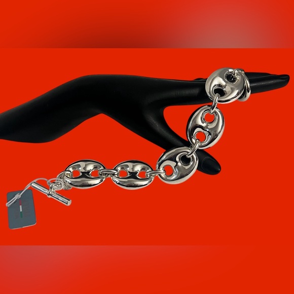 New Mia Fiore Sterling Silver Plated Bronze Puffy Mariner Link Bracelet Italy - Picture 8 of 16